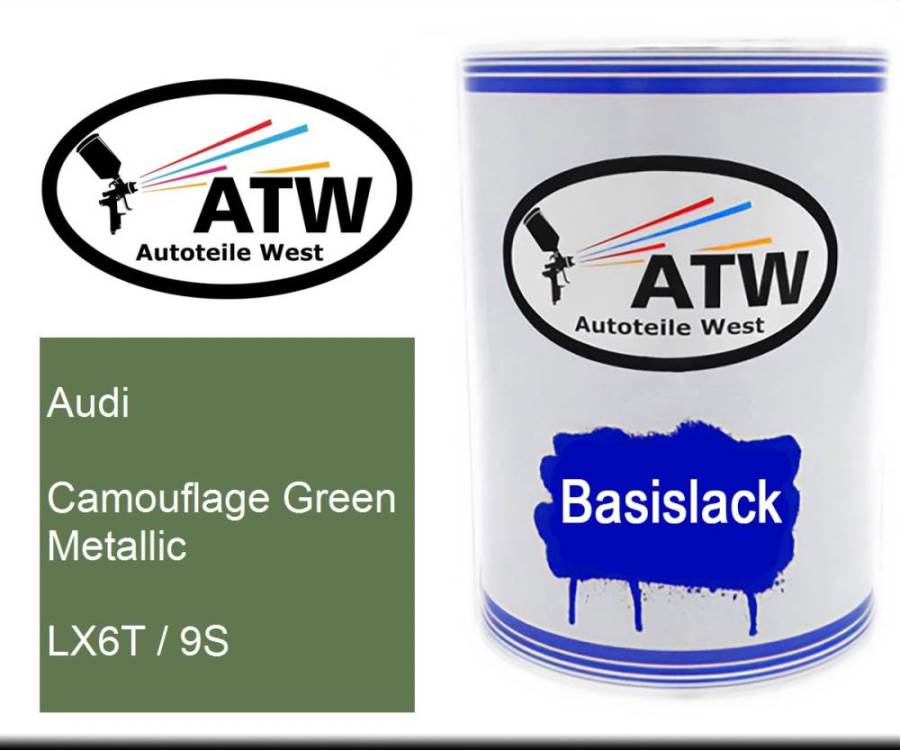 Audi, Camouflage Green Metallic, LX6T / 9S: 500ml Lackdose, von ATW Autoteile West.
